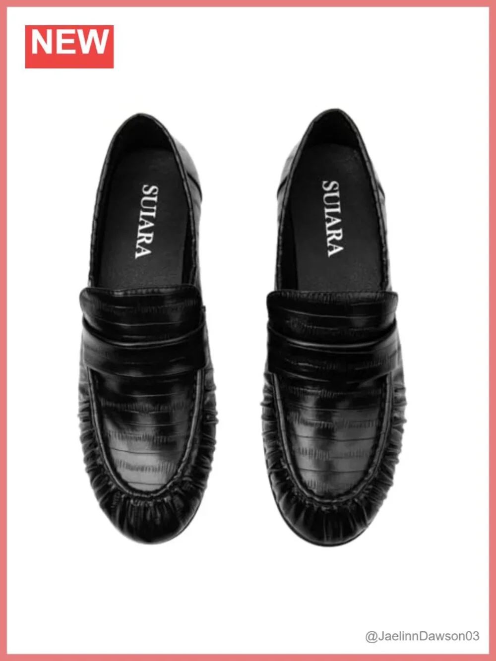 Chunky Heel Penny Loafers for Women Round Toe Slip On PU Rubber Sole Formal